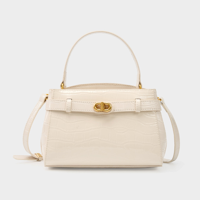 DEEPKEE original nubuck handmade full-grain genuine leather cowhide bag 鱷魚紋鎖扣小方包真皮手提斜挎包 2897 號