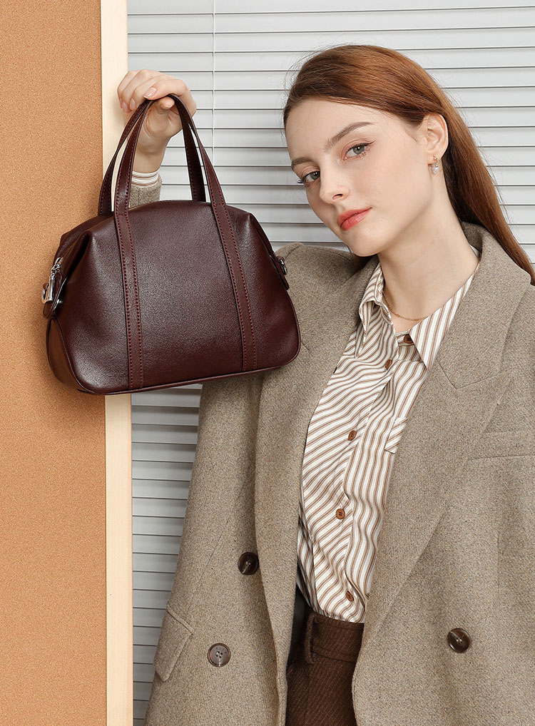 DEEPKEE original nubuck handmade full-grain genuine leather cowhide bag 高級感小眾真皮單肩波士頓枕頭包 手提斜挎包 2898 號