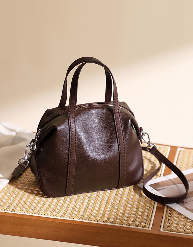 DEEPKEE original nubuck handmade full-grain genuine leather cowhide bag 高級感小眾真皮單肩波士頓枕頭包 手提斜挎包 2898 號