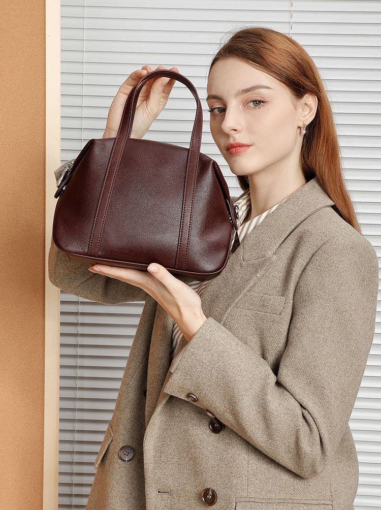 DEEPKEE original nubuck handmade full-grain genuine leather cowhide bag 高級感小眾真皮單肩波士頓枕頭包 手提斜挎包 2898 號