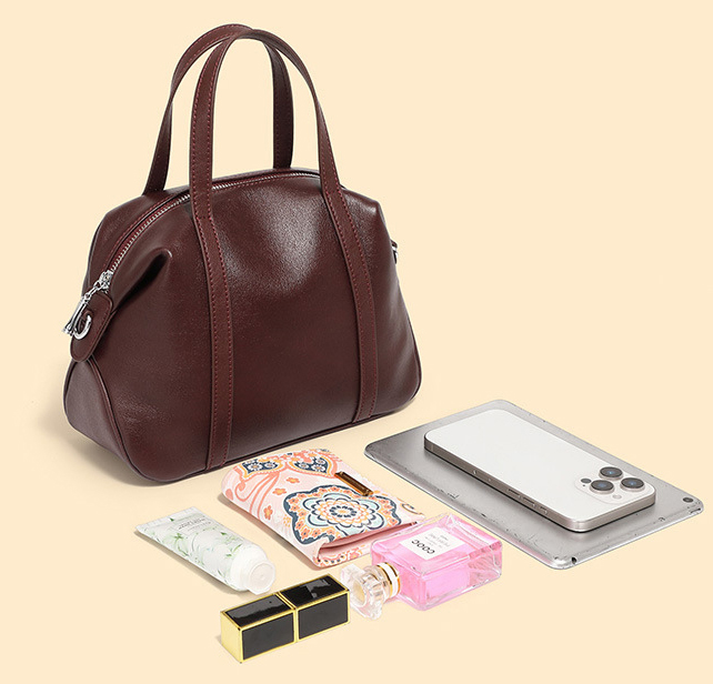 DEEPKEE original nubuck handmade full-grain genuine leather cowhide bag 高級感小眾真皮單肩波士頓枕頭包 手提斜挎包 2898 號