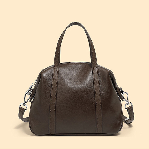 DEEPKEE original nubuck handmade full-grain genuine leather cowhide bag 高級感小眾真皮單肩波士頓枕頭包 手提斜挎包 2898 號