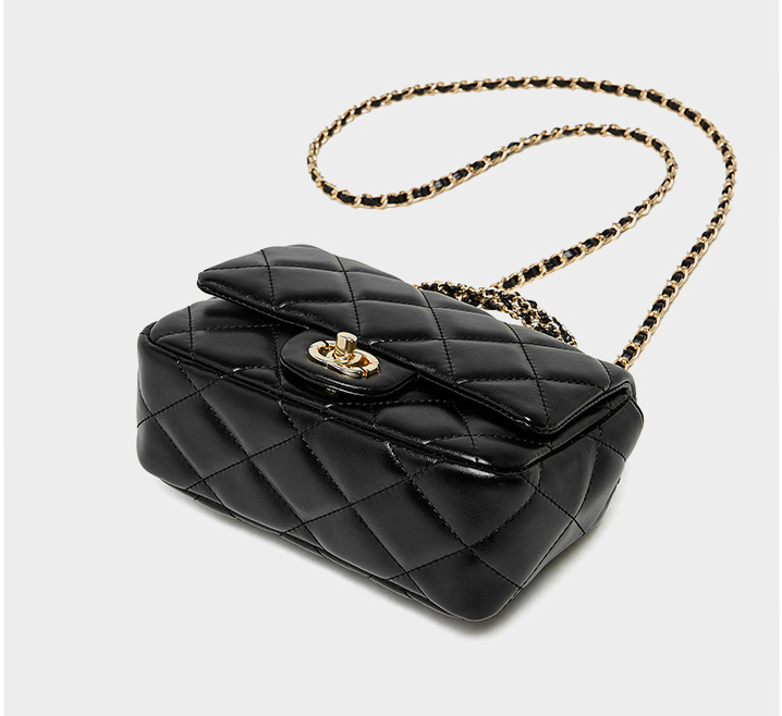 DEEPKEE original nubuck handmade full-grain genuine leather cowhide bag 鏈條菱格手提包 百搭單肩斜挎中古女包 2901 號