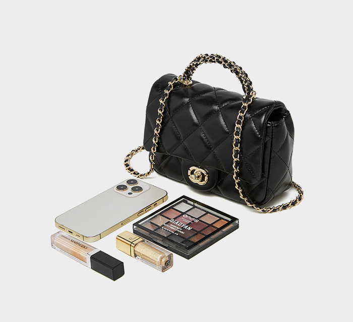 DEEPKEE original nubuck handmade full-grain genuine leather cowhide bag 鏈條菱格手提包 百搭單肩斜挎中古女包 2901 號