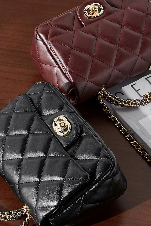 DEEPKEE original nubuck handmade full-grain genuine leather cowhide bag 鏈條菱格手提包 百搭單肩斜挎中古女包 2901 號