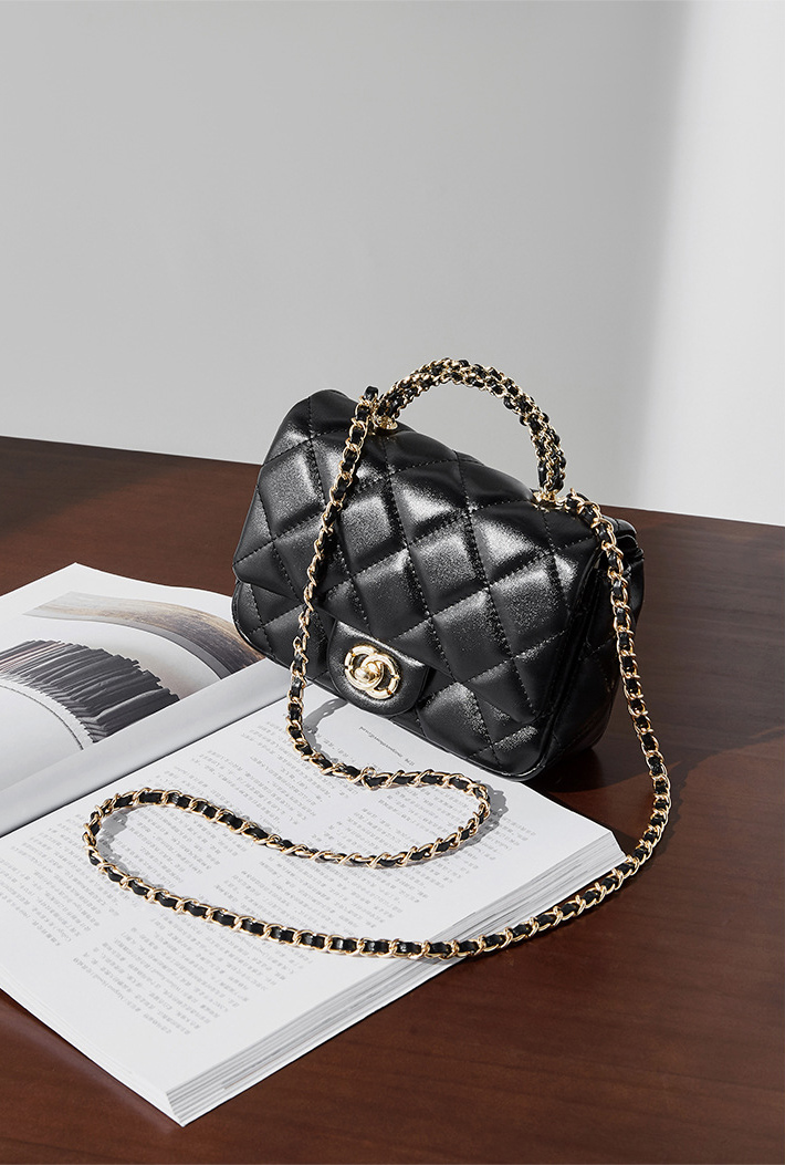 DEEPKEE original nubuck handmade full-grain genuine leather cowhide bag 鏈條菱格手提包 百搭單肩斜挎中古女包 2901 號