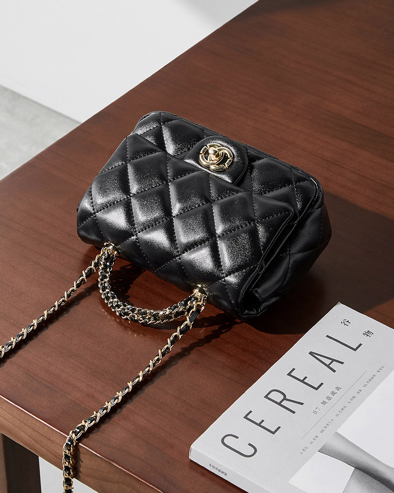 DEEPKEE original nubuck handmade full-grain genuine leather cowhide bag 鏈條菱格手提包 百搭單肩斜挎中古女包 2901 號