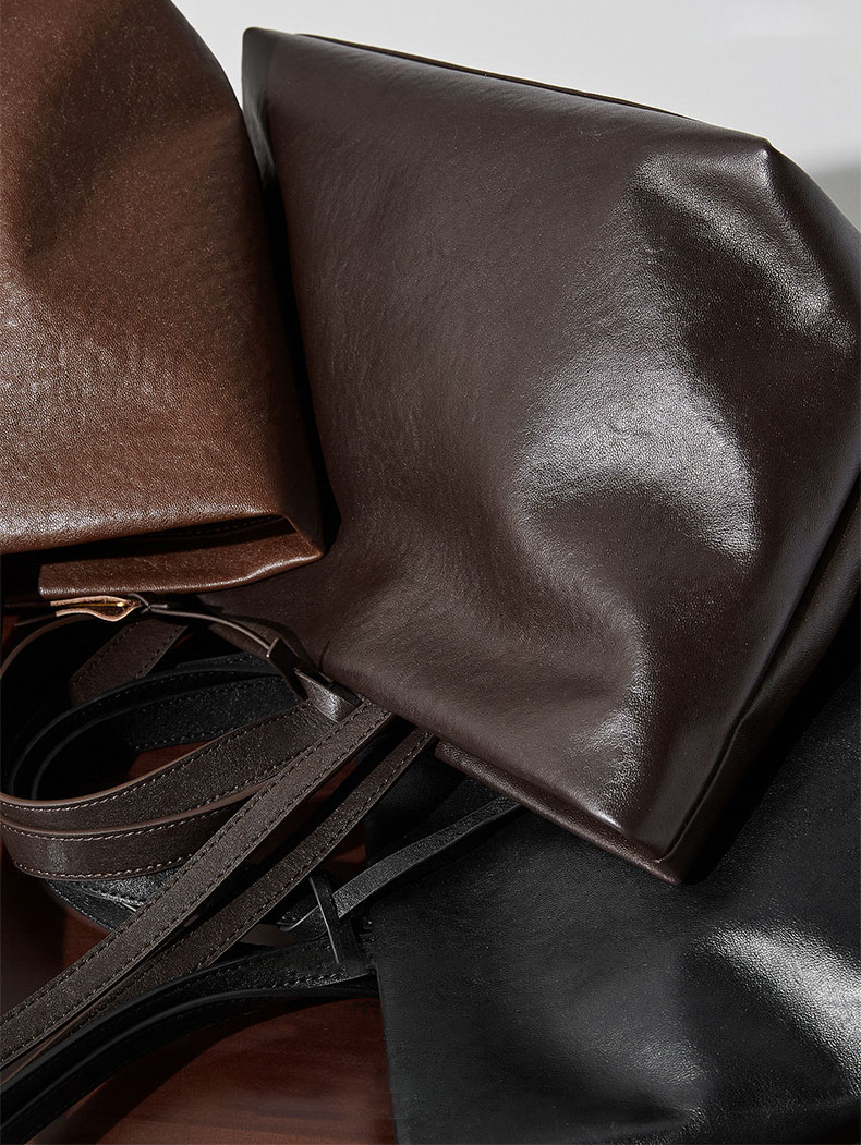 DEEPKEE original nubuck handmade full-grain genuine leather cowhide bag 牛革トートバッグ 小眾斜挎款 復古軟皮 2907 號