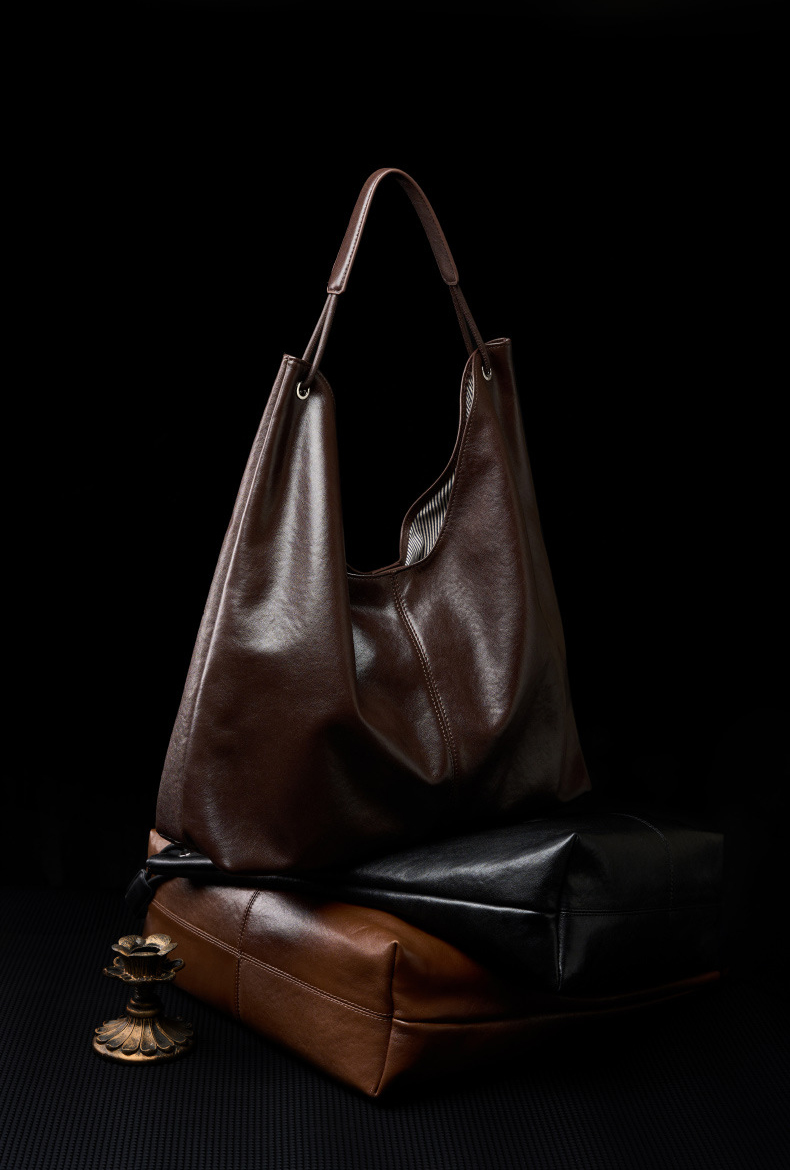 DEEPKEE original nubuck handmade full-grain genuine leather cowhide bag 植鞣頭層牛皮大容量復古托特包 2923 號