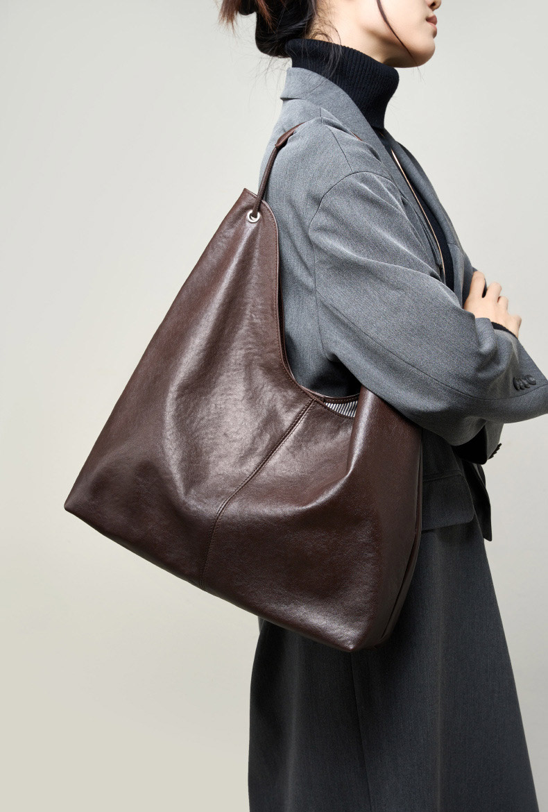 DEEPKEE original nubuck handmade full-grain genuine leather cowhide bag 植鞣頭層牛皮大容量復古托特包 2923 號