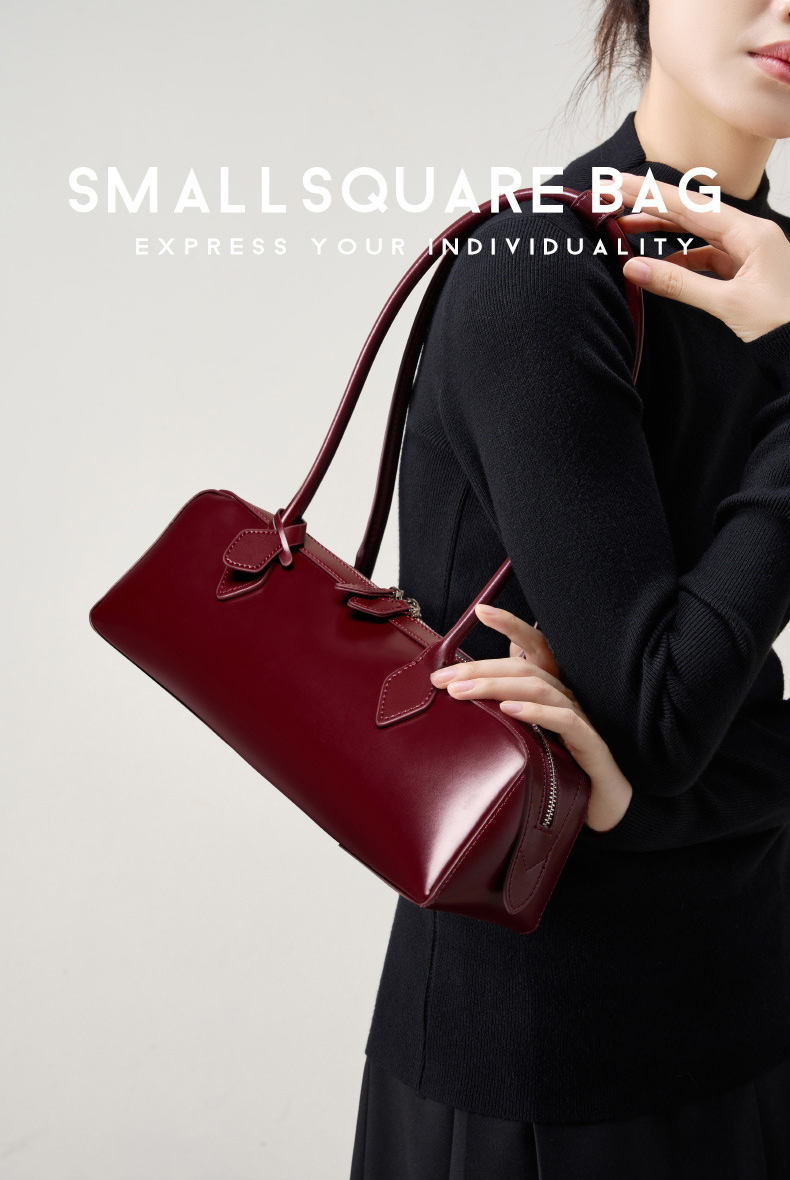 DEEPKEE original nubuck handmade full-grain genuine leather cowhide bag 小眾設計單肩大容量牛皮腋下法棍包 2928 號