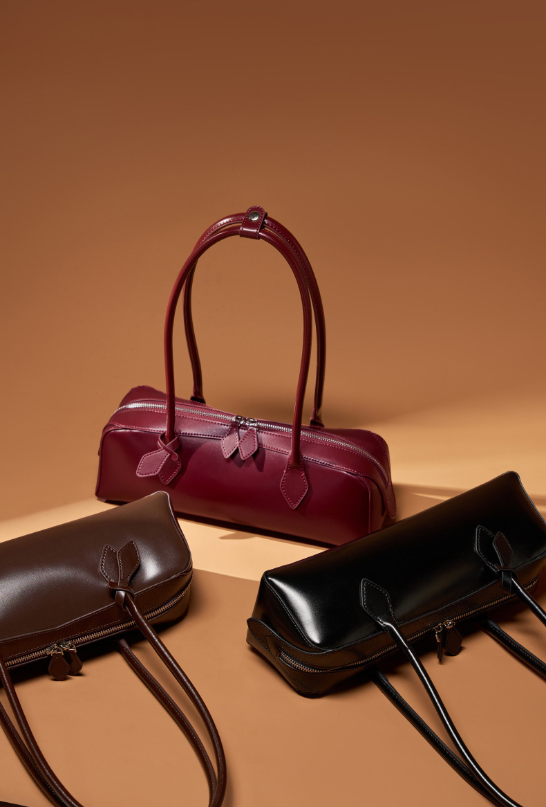 DEEPKEE original nubuck handmade full-grain genuine leather cowhide bag 小眾設計單肩大容量牛皮腋下法棍包 2928 號