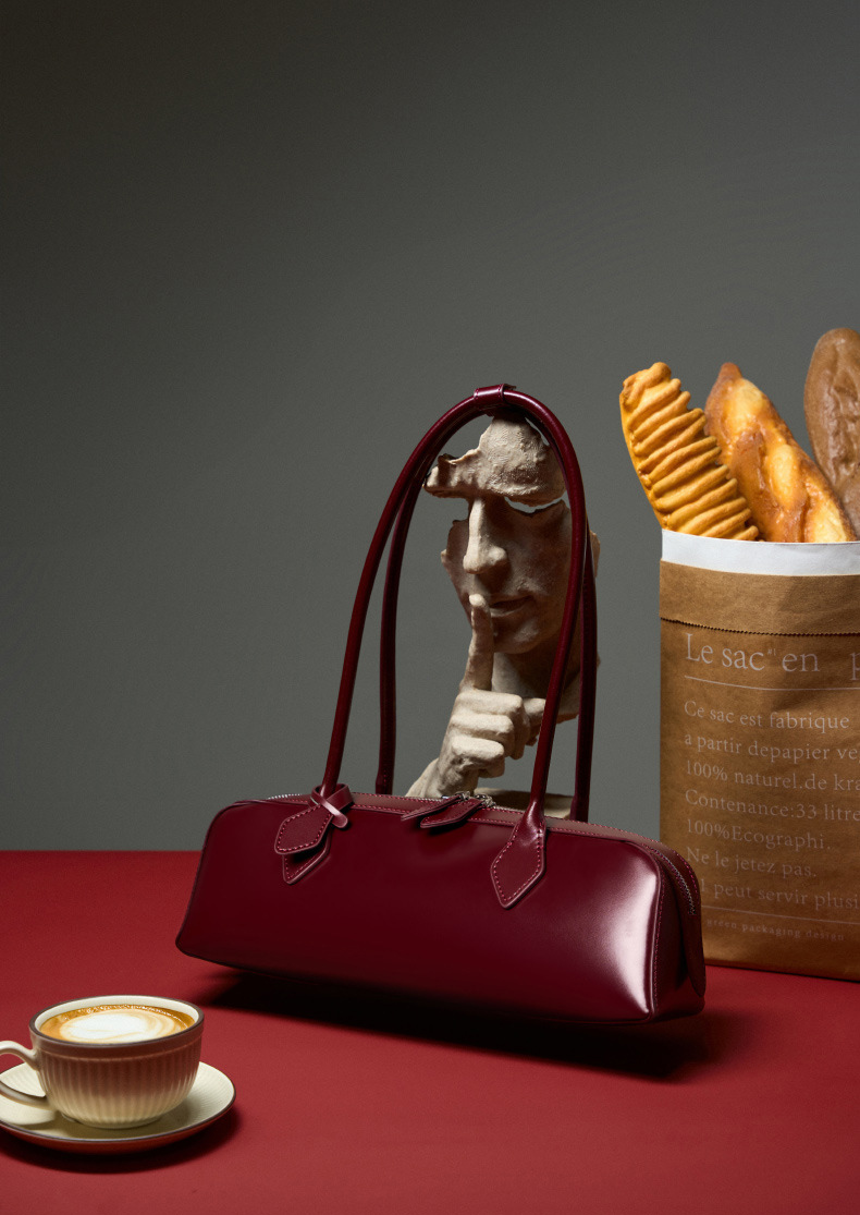 DEEPKEE original nubuck handmade full-grain genuine leather cowhide bag 小眾設計單肩大容量牛皮腋下法棍包 2928 號