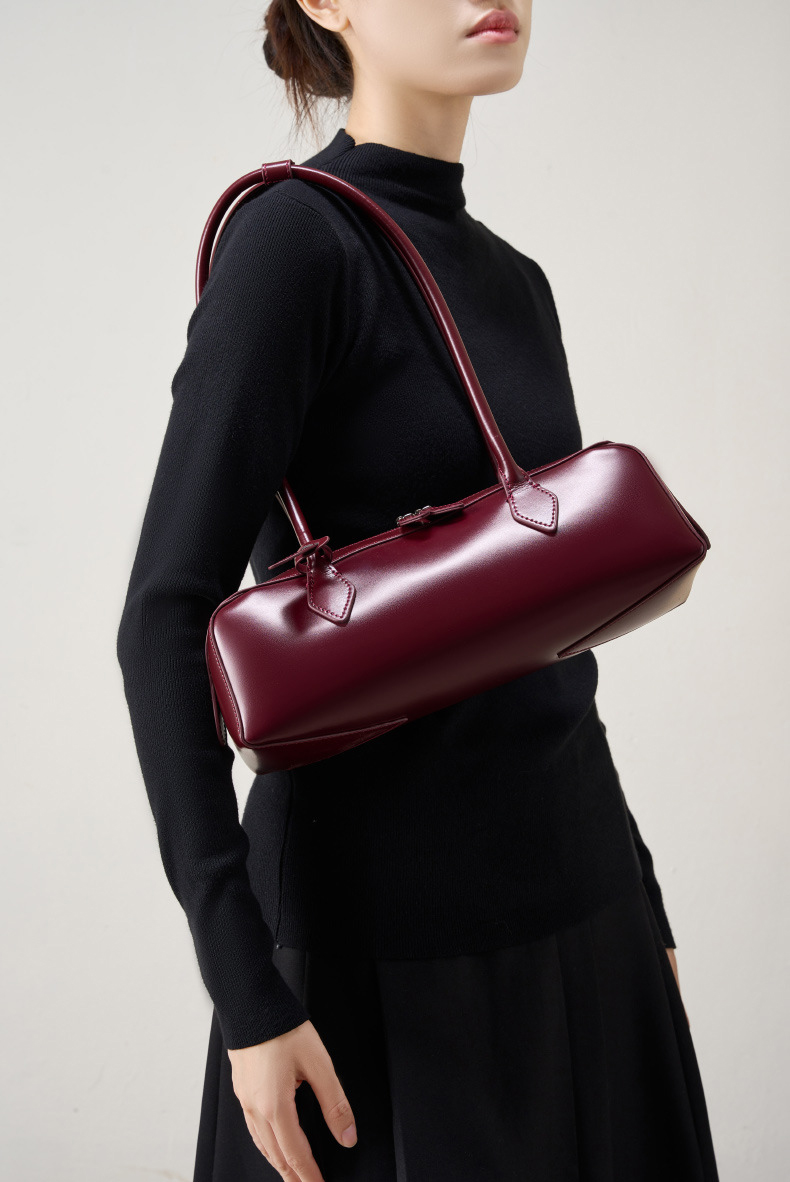 DEEPKEE original nubuck handmade full-grain genuine leather cowhide bag 小眾設計單肩大容量牛皮腋下法棍包 2928 號