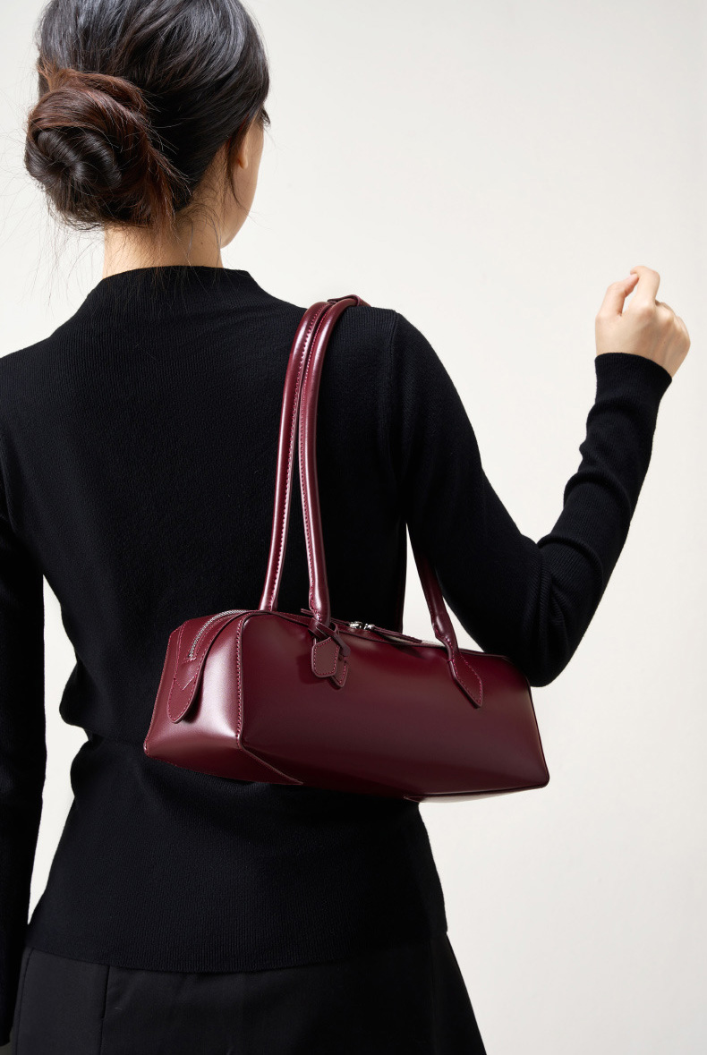 DEEPKEE original nubuck handmade full-grain genuine leather cowhide bag 小眾設計單肩大容量牛皮腋下法棍包 2928 號