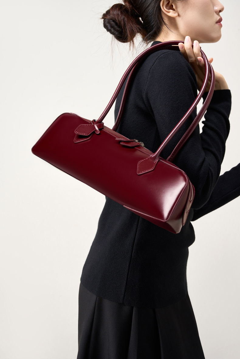 DEEPKEE original nubuck handmade full-grain genuine leather cowhide bag 小眾設計單肩大容量牛皮腋下法棍包 2928 號