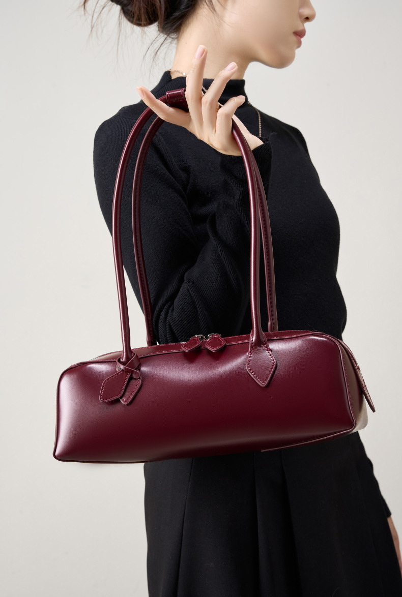 DEEPKEE original nubuck handmade full-grain genuine leather cowhide bag 小眾設計單肩大容量牛皮腋下法棍包 2928 號