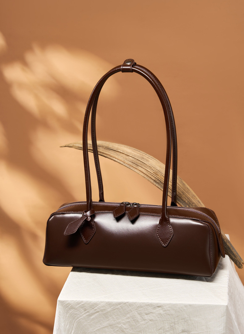 DEEPKEE original nubuck handmade full-grain genuine leather cowhide bag 小眾設計單肩大容量牛皮腋下法棍包 2928 號