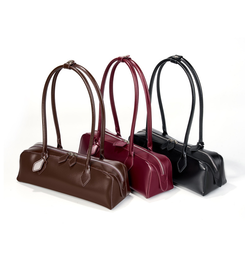 DEEPKEE original nubuck handmade full-grain genuine leather cowhide bag 小眾設計單肩大容量牛皮腋下法棍包 2928 號