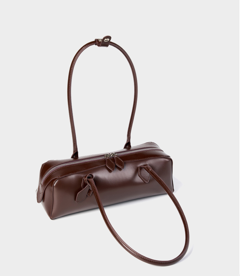 DEEPKEE original nubuck handmade full-grain genuine leather cowhide bag 小眾設計單肩大容量牛皮腋下法棍包 2928 號