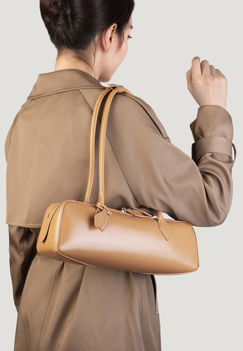 DEEPKEE original nubuck handmade full-grain genuine leather cowhide bag 小眾設計單肩大容量牛皮腋下法棍包 2928 號