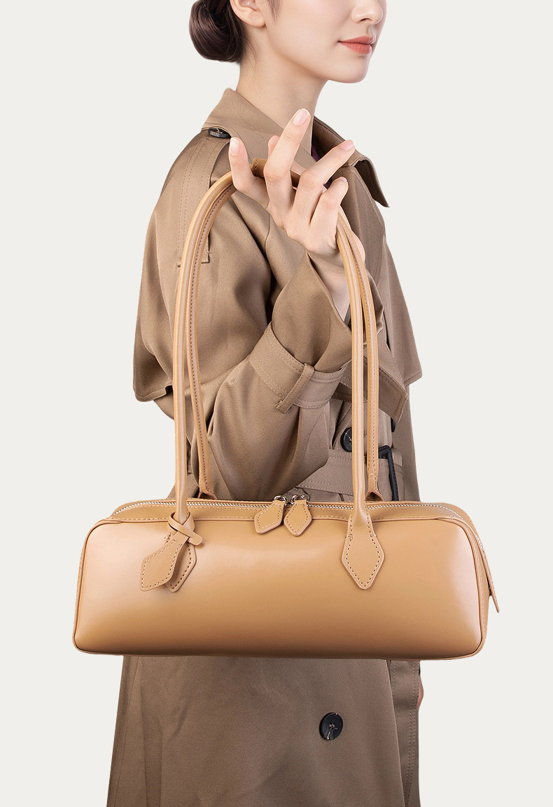 DEEPKEE original nubuck handmade full-grain genuine leather cowhide bag 小眾設計單肩大容量牛皮腋下法棍包 2928 號