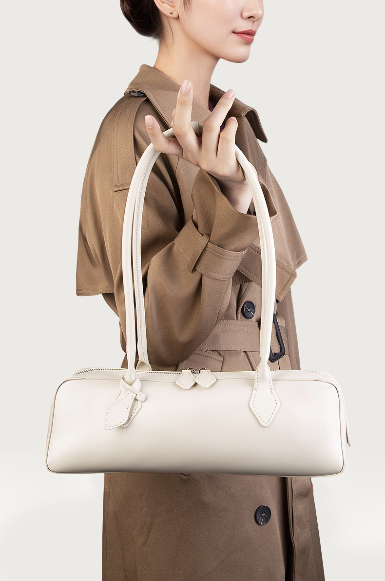 DEEPKEE original nubuck handmade full-grain genuine leather cowhide bag 小眾設計單肩大容量牛皮腋下法棍包 2928 號