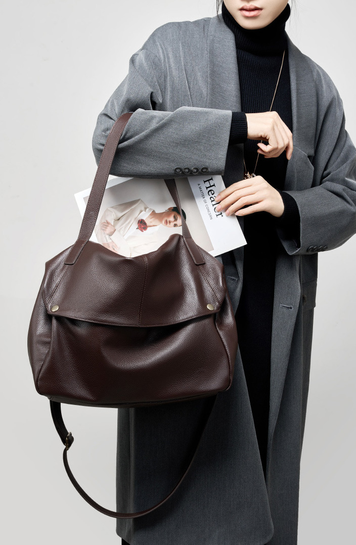 DEEPKEE original nubuck handmade full-grain genuine leather cowhide bag 真皮大包歐美風軟皮トートバッグ簡約休閒女包 2957 號