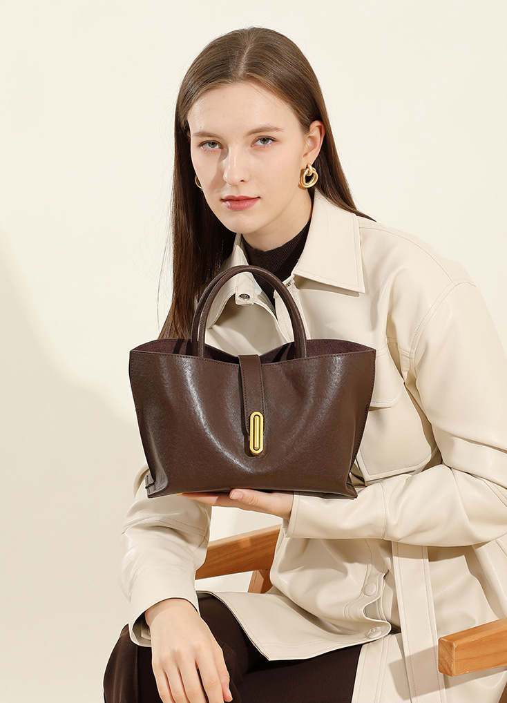 DEEPKEE original nubuck handmade full-grain genuine leather cowhide bag 頭層植鞣牛皮小眾時尚通勤手提包 女士斜挎包 2969 號