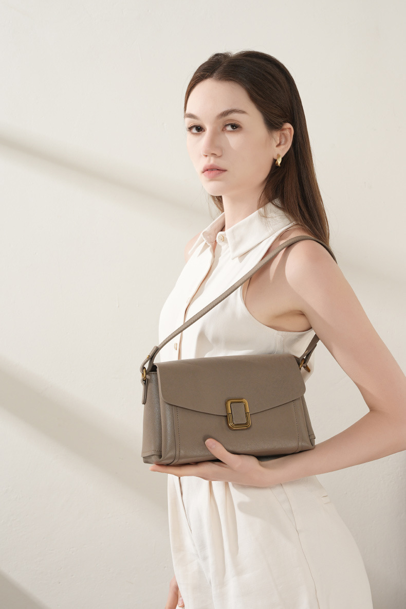 DEEPKEE original nubuck handmade full-grain genuine leather cowhide bag 美拉德手提真皮女包 小眾高級感單肩斜挎包 3037 號