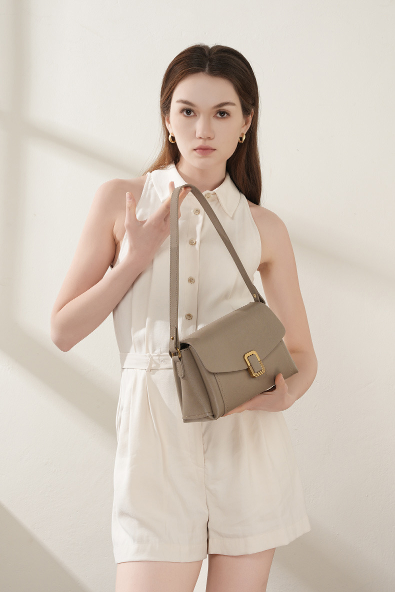 DEEPKEE original nubuck handmade full-grain genuine leather cowhide bag 美拉德手提真皮女包 小眾高級感單肩斜挎包 3037 號