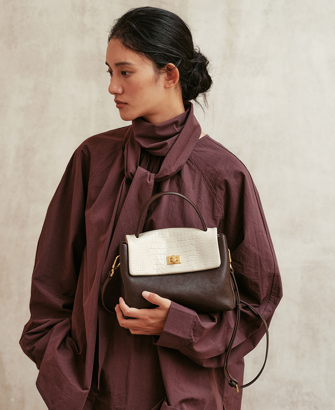 DEEPKEE original nubuck handmade full-grain genuine leather cowhide bag 頭層植鞣牛皮拼色手提包 3158 號