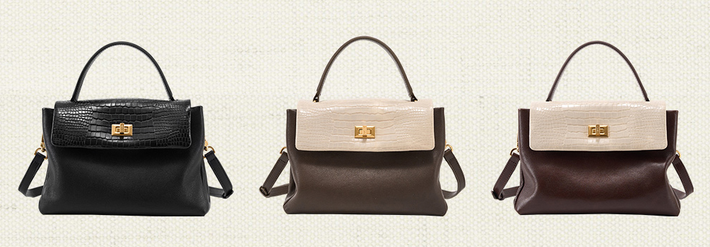 DEEPKEE original nubuck handmade full-grain genuine leather cowhide bag 頭層植鞣牛皮拼色手提包 3158 號