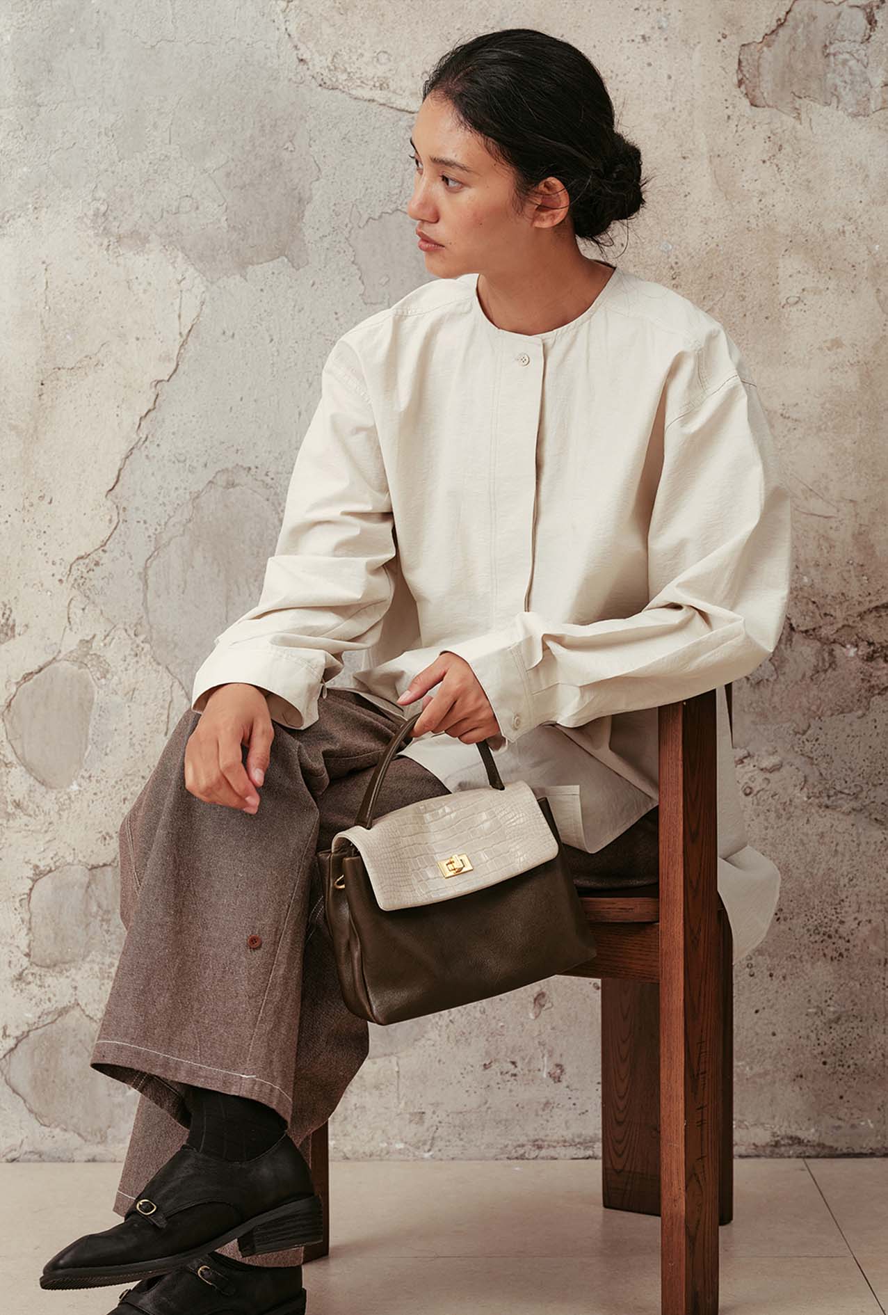 DEEPKEE original nubuck handmade full-grain genuine leather cowhide bag 頭層植鞣牛皮拼色手提包 3158 號