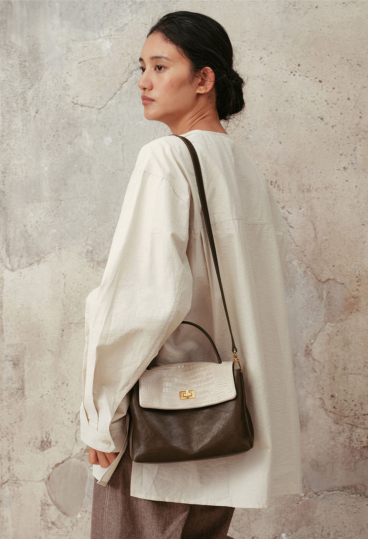 DEEPKEE original nubuck handmade full-grain genuine leather cowhide bag 頭層植鞣牛皮拼色手提包 3158 號