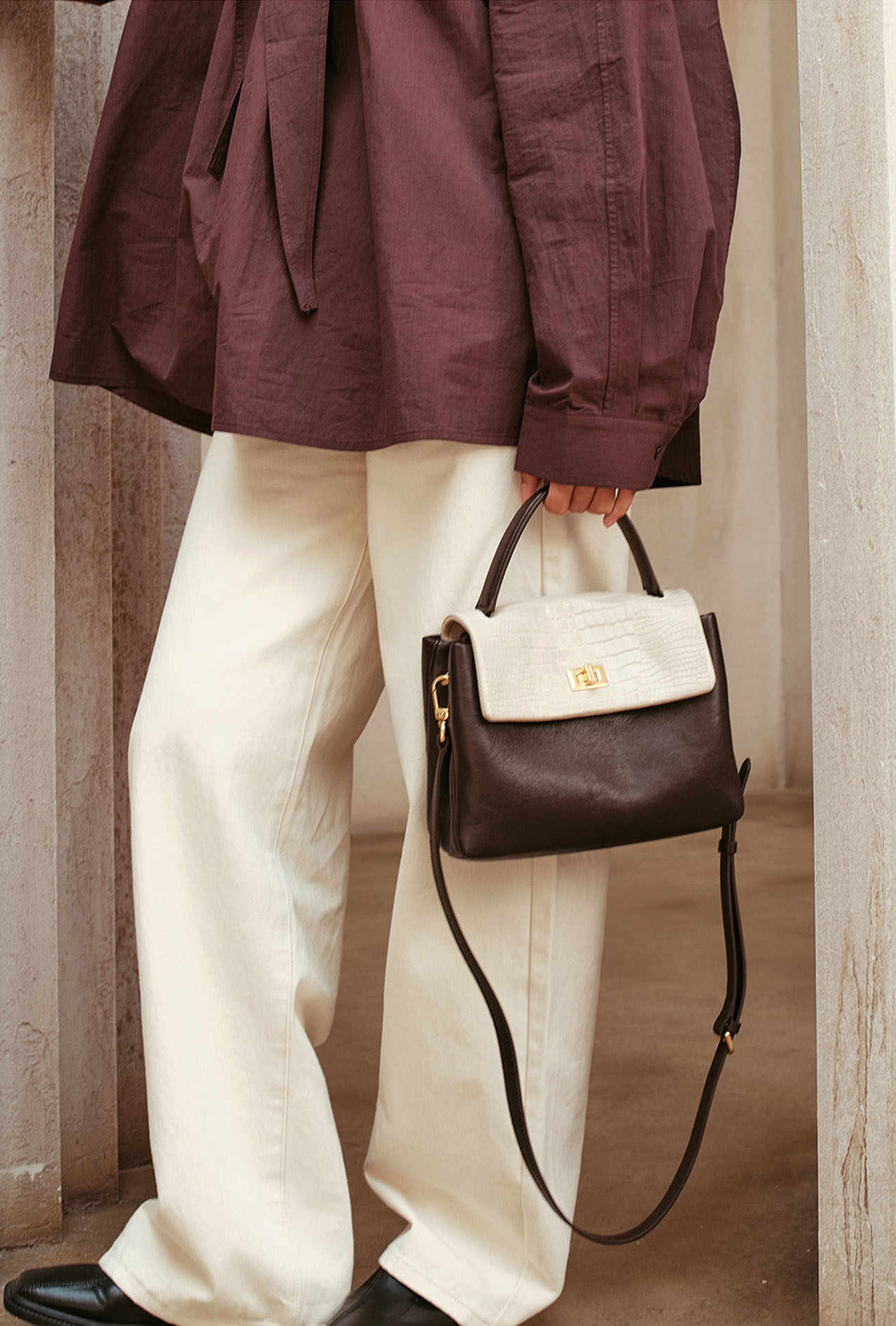 DEEPKEE original nubuck handmade full-grain genuine leather cowhide bag 頭層植鞣牛皮拼色手提包 3158 號