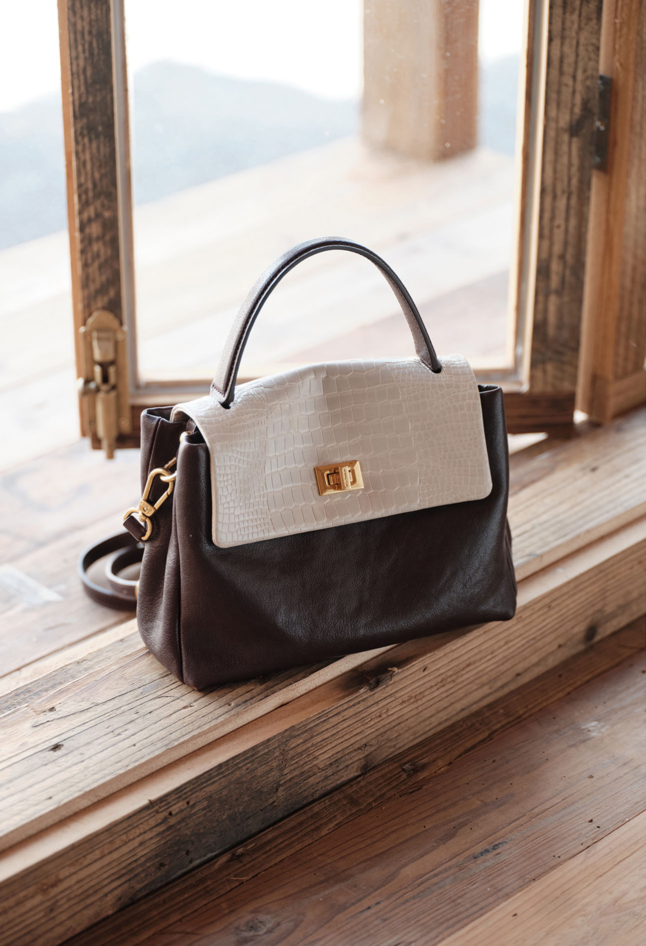 DEEPKEE original nubuck handmade full-grain genuine leather cowhide bag 頭層植鞣牛皮拼色手提包 3158 號