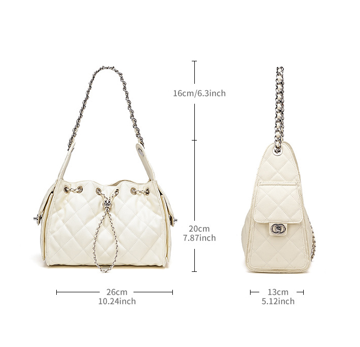 DEEPKEE original nubuck handmade full-grain genuine leather cowhide bag 菱格真皮單肩腋下流浪水桶抽繩包 3173 號