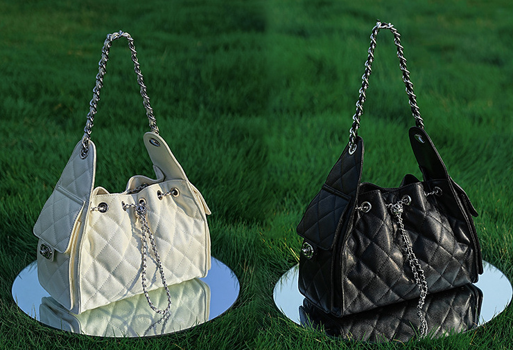 DEEPKEE original nubuck handmade full-grain genuine leather cowhide bag 菱格真皮單肩腋下流浪水桶抽繩包 3173 號