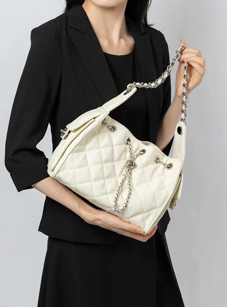 DEEPKEE original nubuck handmade full-grain genuine leather cowhide bag 菱格真皮單肩腋下流浪水桶抽繩包 3173 號