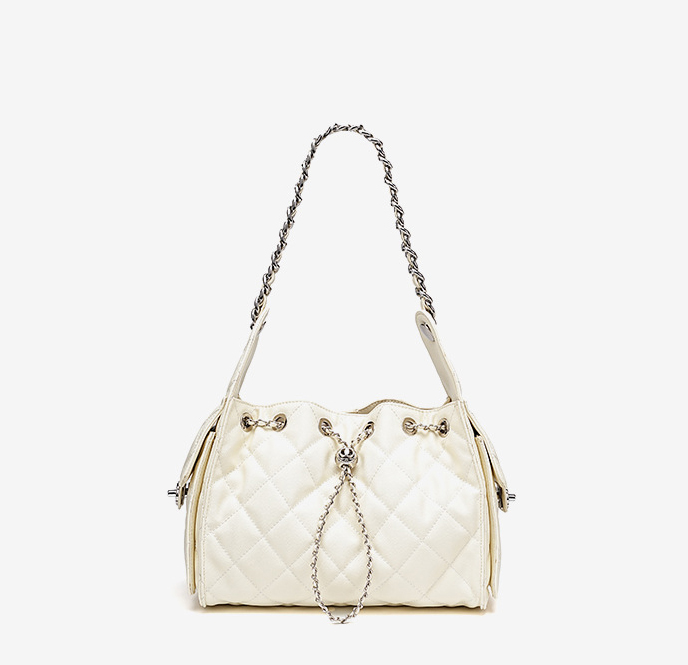 DEEPKEE original nubuck handmade full-grain genuine leather cowhide bag 菱格真皮單肩腋下流浪水桶抽繩包 3173 號