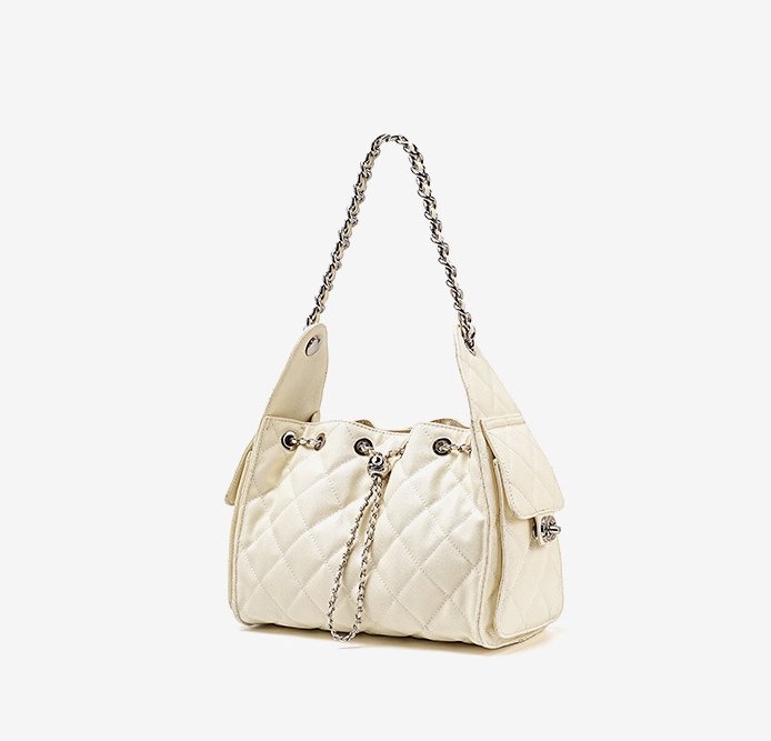 DEEPKEE original nubuck handmade full-grain genuine leather cowhide bag 菱格真皮單肩腋下流浪水桶抽繩包 3173 號