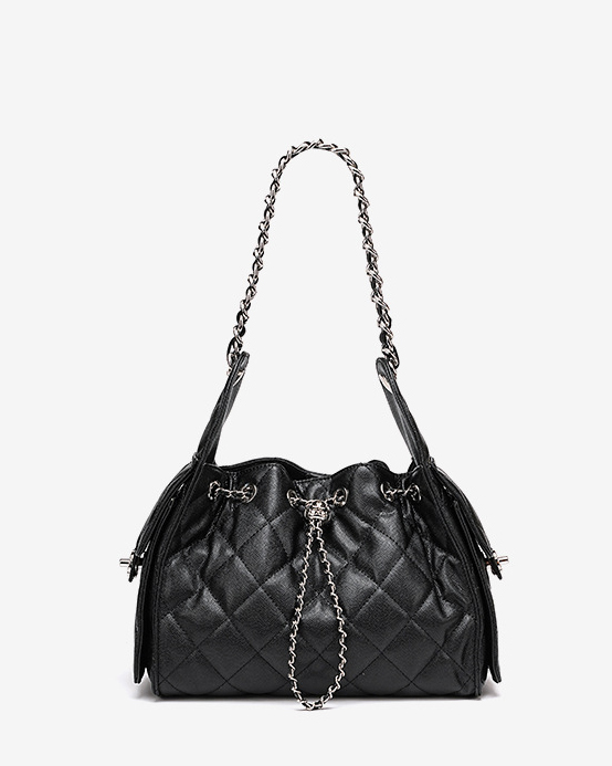 DEEPKEE original nubuck handmade full-grain genuine leather cowhide bag 菱格真皮單肩腋下流浪水桶抽繩包 3173 號