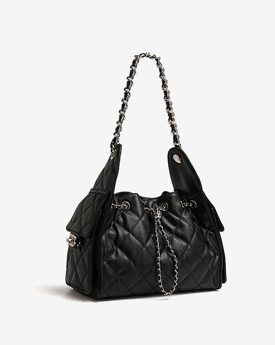 DEEPKEE original nubuck handmade full-grain genuine leather cowhide bag 菱格真皮單肩腋下流浪水桶抽繩包 3173 號