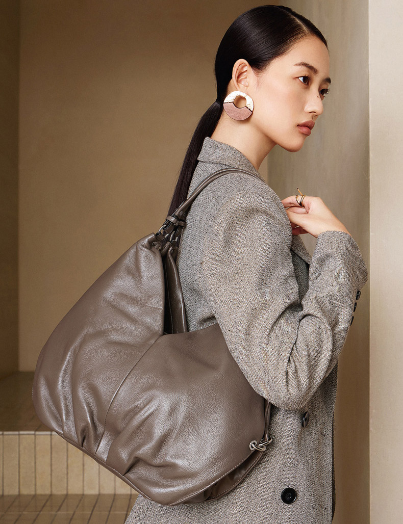 DEEPKEE original nubuck handmade full-grain genuine leather cowhide bag 頭層牛皮大容量真皮女用單肩斜挎包 3200 號