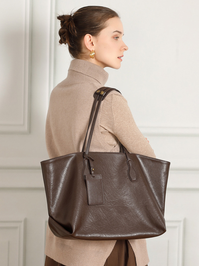 DEEPKEE original nubuck handmade full-grain genuine leather cowhide bag 頭層植鞣真皮小眾大容量高級質感通勤單肩包 3205 號