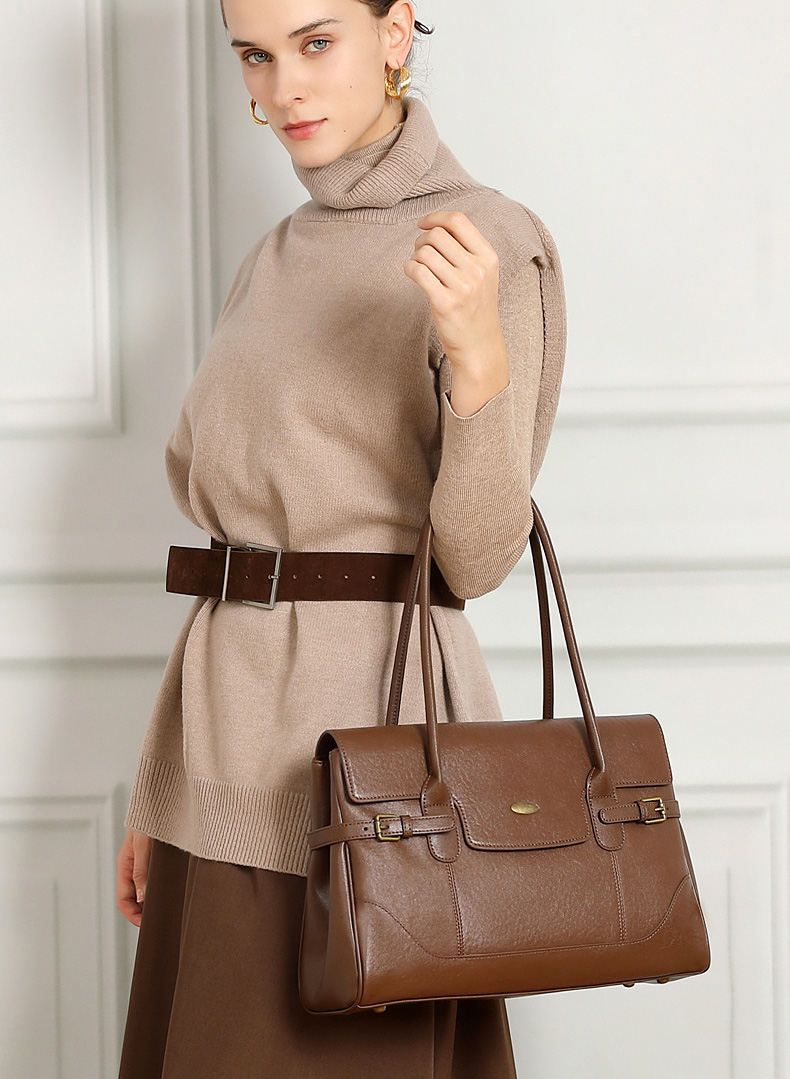 DEEPKEE original nubuck handmade full-grain genuine leather cowhide bag 簡約頭層牛皮真皮大容量復古手提單肩腋下托特包 3207 號