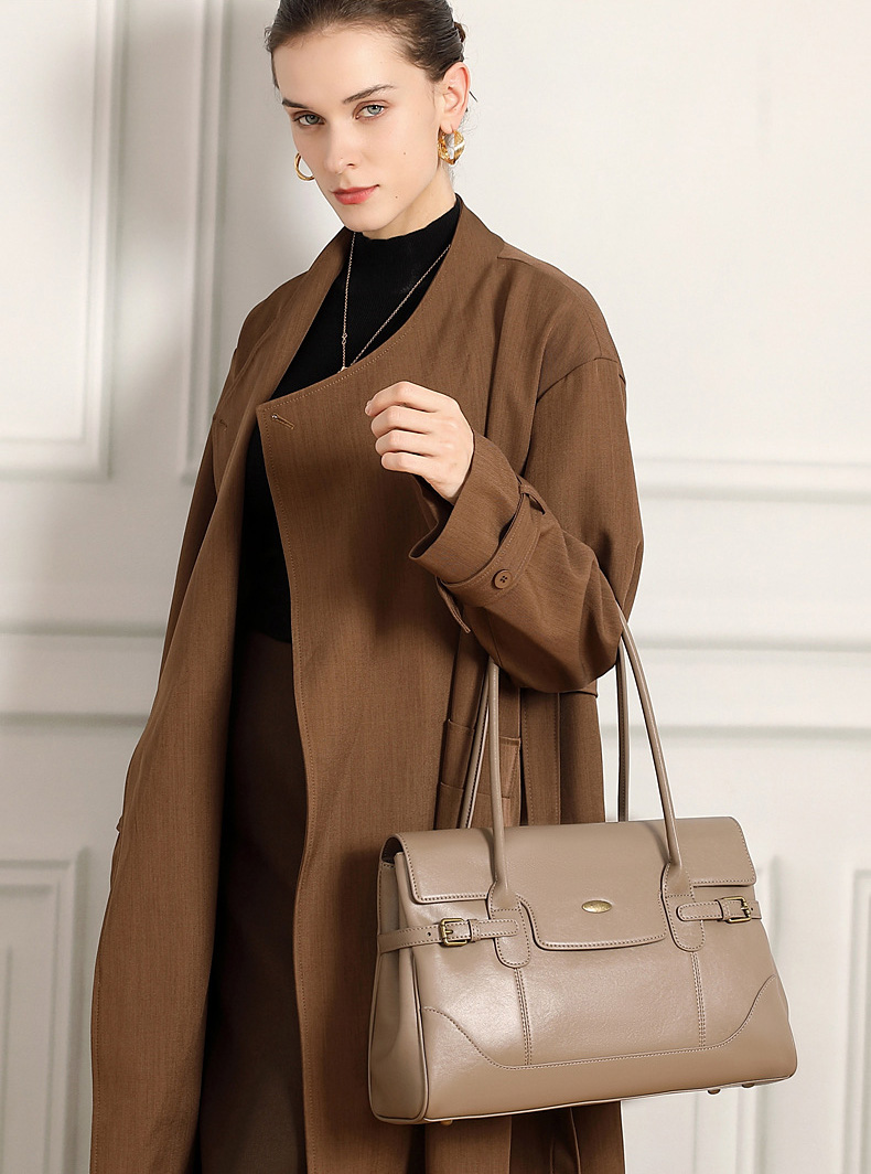 DEEPKEE original nubuck handmade full-grain genuine leather cowhide bag 簡約頭層牛皮真皮大容量復古手提單肩腋下托特包 3207 號