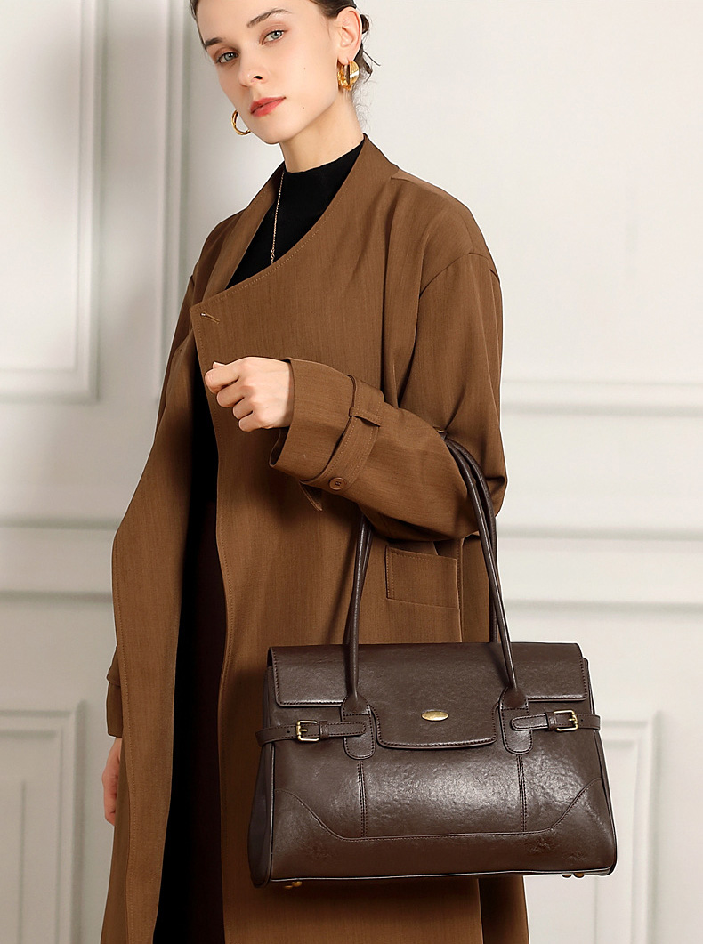 DEEPKEE original nubuck handmade full-grain genuine leather cowhide bag 簡約頭層牛皮真皮大容量復古手提單肩腋下托特包 3207 號