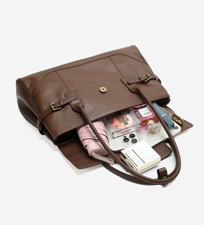 DEEPKEE original nubuck handmade full-grain genuine leather cowhide bag 簡約頭層牛皮真皮大容量復古手提單肩腋下托特包 3207 號